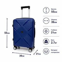 Валіза Madisson 53103 мала 37л синя (53103-S-Blue) - мініатюра 2