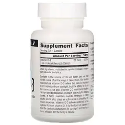 Вітамін D3 Source Naturals 5000 МО 60 капсул - мініатюра 2