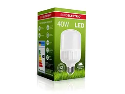 Лампа світлодіодна EUROELECTRIC 40W E27 6500K надпотужна Plastic (40) - мініатюра 2