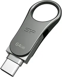 USB Flash накопичувач Silicon Power 64GB Mobile C80 USB 3.0/Type-C silver (SP064GBUC3C80V1S)