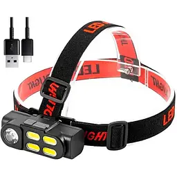 Ліхтар акумуляторний KX-211 налобний універсальний XPE+COB USB 18650 - мініатюра 3