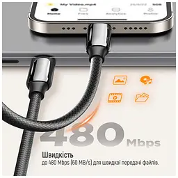 Дата кабель USB-C to USB-C 1.0m (PVC+Aluminum Alloy) (PD Fast Charging 240W) 5А black ColorWay (CW-CBPDCC069-BK) - мініатюра 8