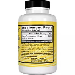 Вітамін D3 Healthy Origins Vitamin D3 10000 IU 30 капсул - мініатюра 2