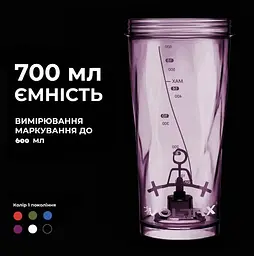 Шейкер спортивний електричний VOLTRX VortexBoost 600 мл Tritan Purple (Vortex_Purple) - мініатюра 6