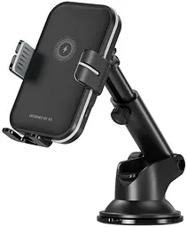 Автотримач XO WX027 Car holder 15W Wireless Charger Чорний - мініатюра 2