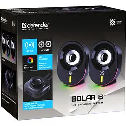 Акустична система 2.0 Defender Solar 8, 10Вт, Bluetooth, RGB підсвітка, USB, чорна - мініатюра 8