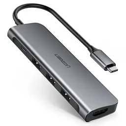 Хаб адаптер Ugreen CM136 Type-C - на HDMI 3xUsb 3.0 Type-C PD (50209) - мініатюра 2