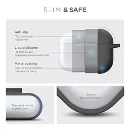 Силіконовий чохол для навушників Apple AirPods Pro 3, Hang Case, сірий, ультратонкий захисний кейс товщиною 2 мм, захист від подряпин, пилу та ударів, компактний, з карабіном для кріплення, ArmorStandart (ARM88270) - мініатюра 3