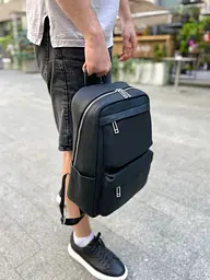 Чоловічий шкіряний рюкзак для ноутбука і подорожей Tiding Bag SB-133863 чорний - мініатюра 9