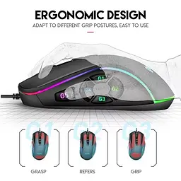 Ігрова провідна миша X9 з RGB підсвічуванням (Чорний) - мініатюра 4