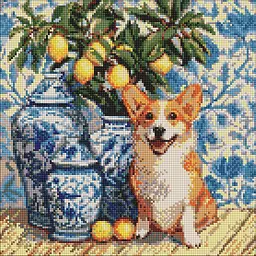 Алмазна мозаїка "Коргі та лимони" ©art_selena_ua Ідейка AMO20217, 40х40 см - мініатюра 1