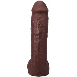 Фалоімітатор Doc Johnson The Realistic Cock ULTRASKYN 12 Inch Hung with Balls, шоколадний - мініатюра 3