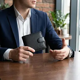 Невеликий місткий гаманець із натуральної шкіри ST Leather 22456 чорний - мініатюра 2