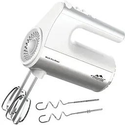 Міксер Monte MT-2017, White, 700W, ручний, 5 швидкостей, турбо режим, вінчики, гаки для замісу тіста
