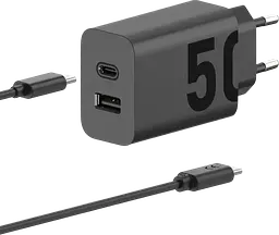 Зарядний блок адаптер 2 порти Motorola 50 W U+C + кабель USB-C (SJMC502) - мініатюра 3