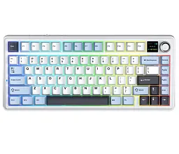 Клавіатура ігрова механічна Aula Mechanical F-75 MAX Wireless White-Blue Gasket Reaper Switch Hot-Swap 2.4G/Bluetooth - мініатюра 1