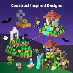Магнітний конструктор Minecraft 100 шт по грі Майнкрафт Зомбі Mk001042 - мініатюра 7