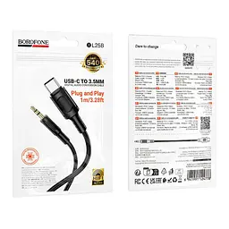 Аудіокабель BOROFONE BL25B Nice digital audio conversion cable Type-C Чорний - мініатюра 2