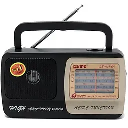 Радіоприймач від мережі та на батарейках радіо чорне FM ФМ Kipo KB 408AC Aux