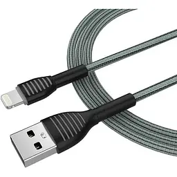 Кабель ColorWay USB - Apple Lightning Braided Cloth 3А 1м Grey - мініатюра 3