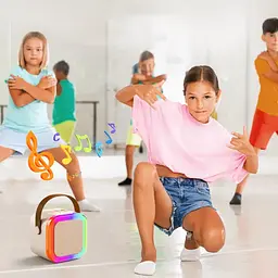 Міні-дитяче караоке K12 з 2 бездротовим мікрофоном, портативна колонка з LED-підсвічуванням - мініатюра 3