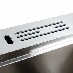 Кухонна мийка Platinum Handmade 50x50 нержавійка з підставкою для ножів + сифон, дозатор та кошик, Нержавіюча сталь - мініатюра 7