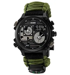 Годинник чоловічий наручний спортивний Skmei 2202 Paracord (Зелений нейлоновий ремінець)