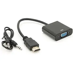Перехідник HDMI M to VGA F + Audio 0.1m 4K/2K black Voltronic (YT-C-HDMI(M)/VGA(F)+AUX-B)