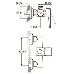 Змішувач для душа Aquatica HK-1D130C 9732300 - мініатюра 2