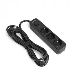 Мережевий подовжувач Videx Oncord з кнопкою з/з 3п 3 м 3x1.5 мм black (VF-PD33G-B) - мініатюра 2