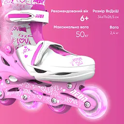 Ролики Neon Inline Skates Розмір 34-37 Рожевий - мініатюра 6