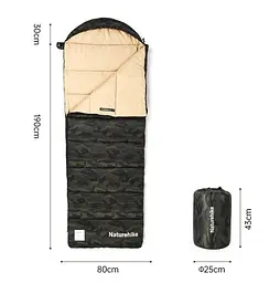 Спальник Naturehike M320 (CNK2350WS023) +15°C - з капюшоном - правий - зелений камуфляж - мініатюра 2