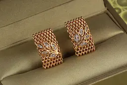 Сережки Xuping Jewelry Сіточка з листочками 1,8 см золотисті