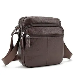 Шкіряний компактний чоловічий месенджер коричневий Tiding Bag M56-0080C