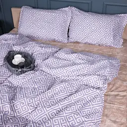Наволочка MirSon Поплін 00-4 Geometry Beige 45х45 см бежева з фіолетовим (2200009702853) - мініатюра 6