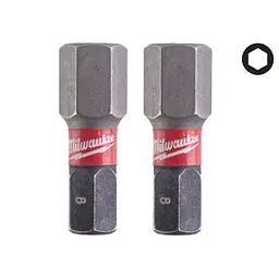 Біта SHOCKWAVE MILWAUKEE, Hex8, 25мм, (2 шт) (заміна на 4932500383)