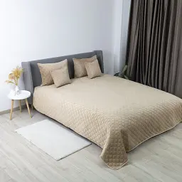 Покривало ТЕП велюрове Velour Ромб круглий 150x210 см золотий беж - мініатюра 3