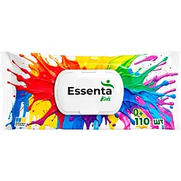 Серветки вологі дитячі Essenta kids з клапаном. Номінальна кількість 110 шт.
