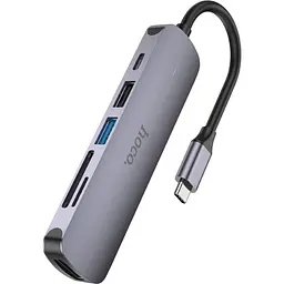 USB-хаб Hoco HB28 6-in-1 Metal Gray (769336) [169699] - мініатюра 4