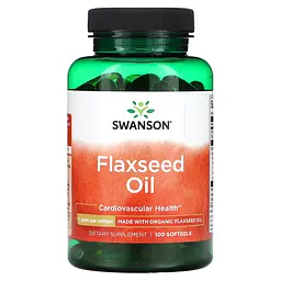 Олія насіння льону Flaxseed Oil 1г - 100 капсул Swanson