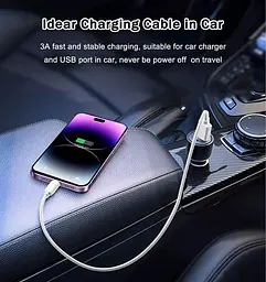 Автомобільний адаптер кабелю CarPlay для зарядного кабелю iPhone 15/16, кабель USB A - USB C довжиною 3 фути, сумісний з iPhone 16 - мініатюра 4
