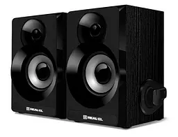 Колонки 2.0 REAL-EL S-200 чорний, 2 x 3 Вт, дерево (MDF), живлення від USB, керування збоку