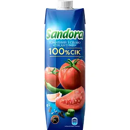 Сік Sandora Томатний  Пікантний з м'якоттю відновлений стерилізований з сіллю 950 мл