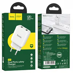 Мережевий зарядний пристрій Hoco 2 USB Hoco N7 Speedy 2.1 A White - мініатюра 3
