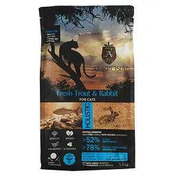 Сухий корм Ambrosia Grain Free Cat Fresh Trout & Rabbit для дорослих котів зі свіжою фореллю та кроликом 1.5 кг - мініатюра 2