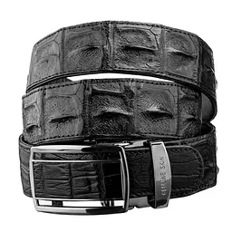 Ремінь-автомат CROCODILE LEATHER 18236 з натуральної шкіри крокодила (каймана) чорний 120 см - мініатюра 5