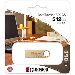 USB флеш накопичувач Kingston 512GB DataTraveler SE9 G3 Gold USB 3.2 (DTSE9G3/512GB) - мініатюра 5
