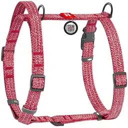 Шлея для собак Waudog Re-cotton H-подібна з QR паспортом світловідбиваюча S 36-42 см червона