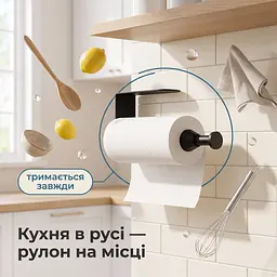 Тримач для паперових рушників з пружинною фіксацією рулону, нержавіюча сталь, чорний - мініатюра 10