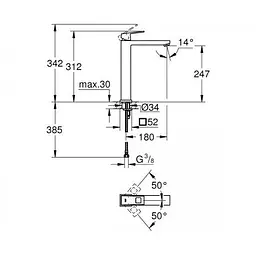 Змішувач для раковини Grohe Eurocube 23406000 Хром - мініатюра 2